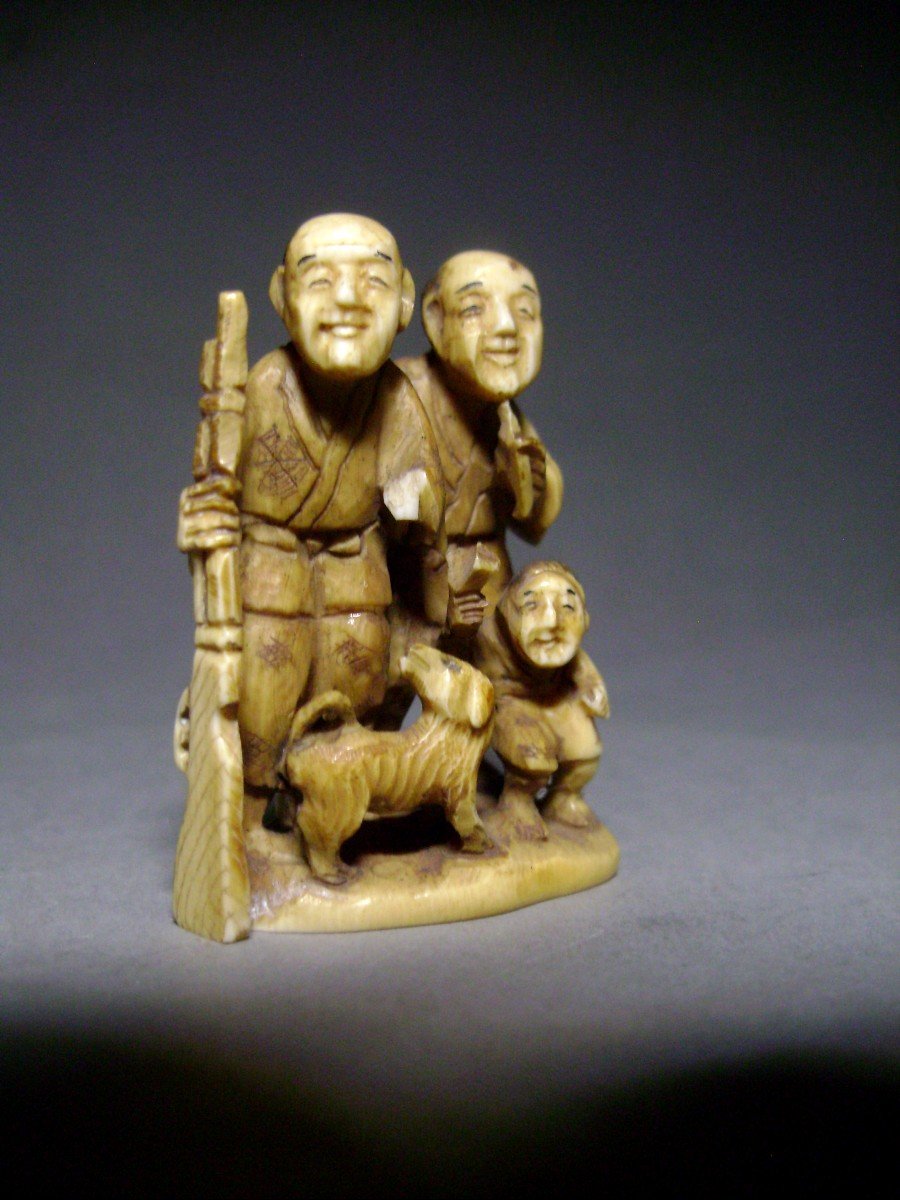 Ivory Netsuke. The Hunter. Signed Kozan, Japan Meiji Period (1868-1912)-photo-2