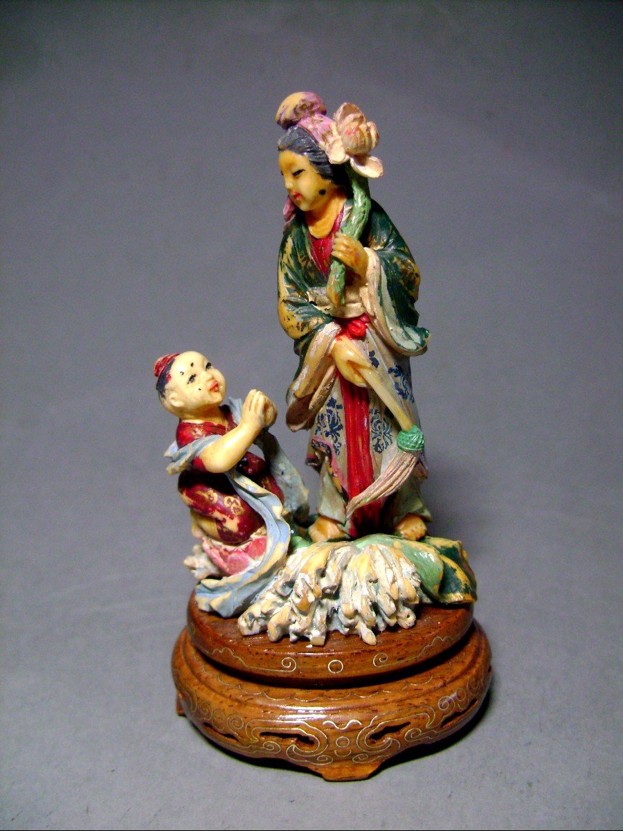 Ivory Okimono. Mazu Goddess Of The Sea. China 1910-1920.