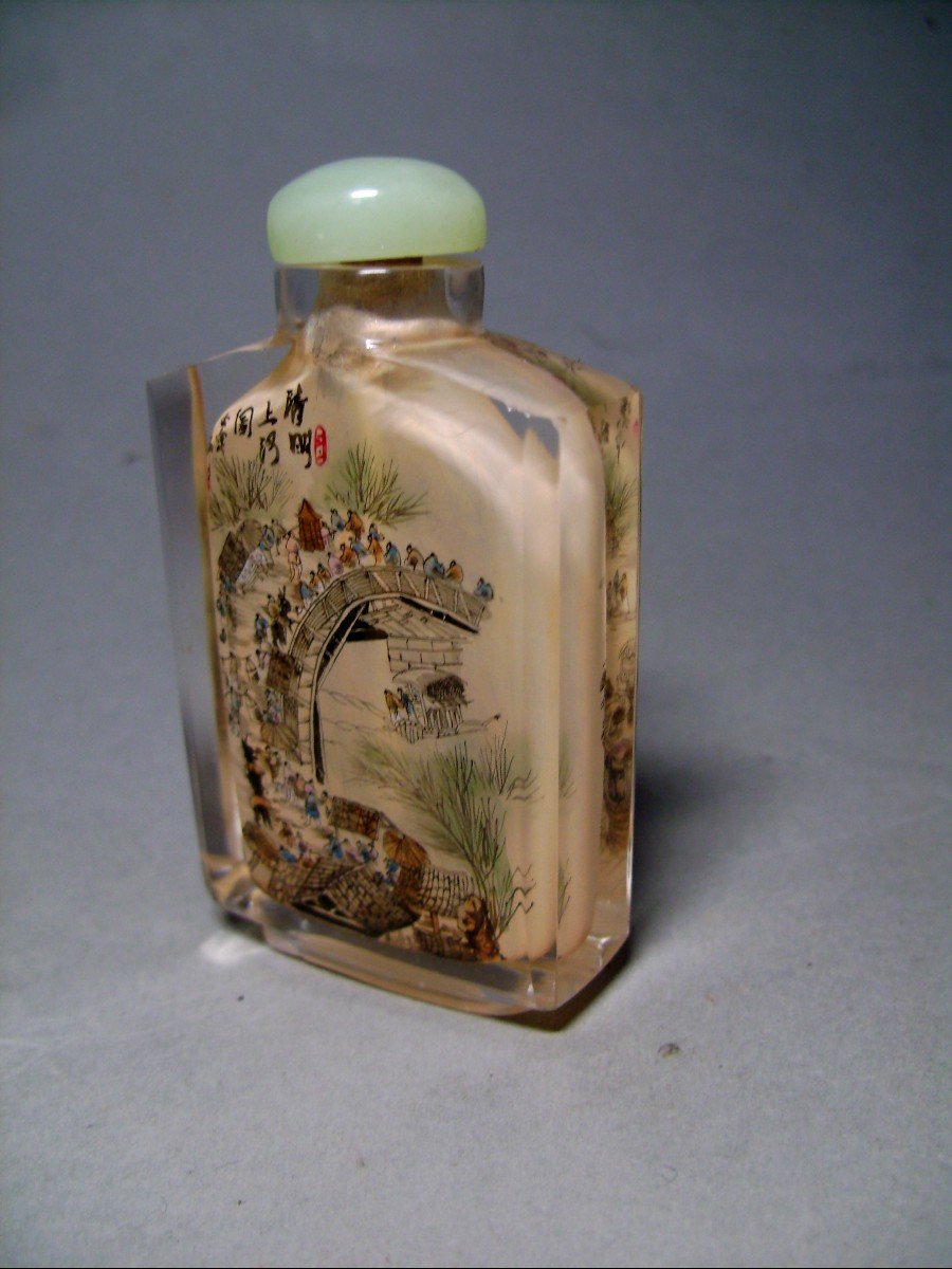 Tabatière En Verre "in Drawn". Chine XXème.-photo-2