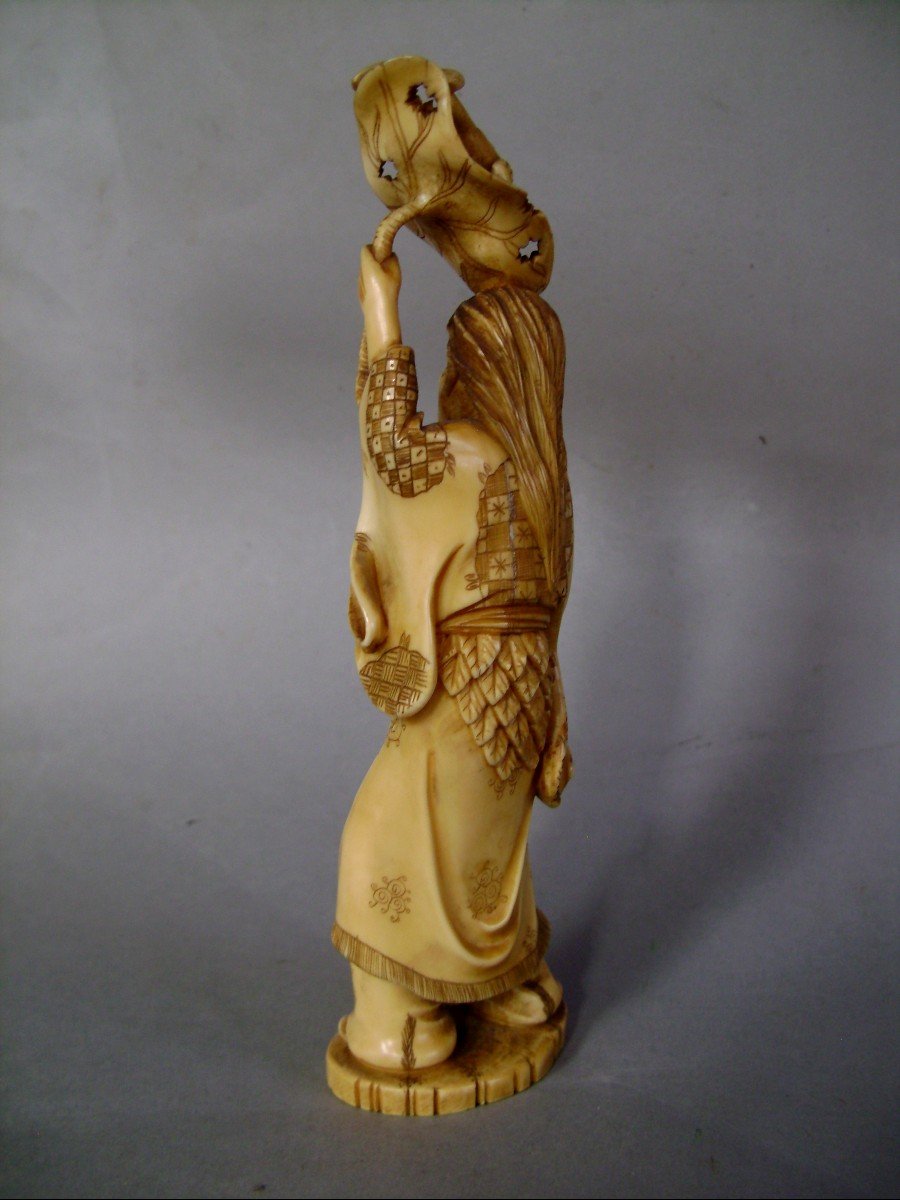 Okimono In Ivory. Gamma Sennin And His Toad. Signed Mitsuaki. Japan Meiji Period (1868-1912)-photo-4