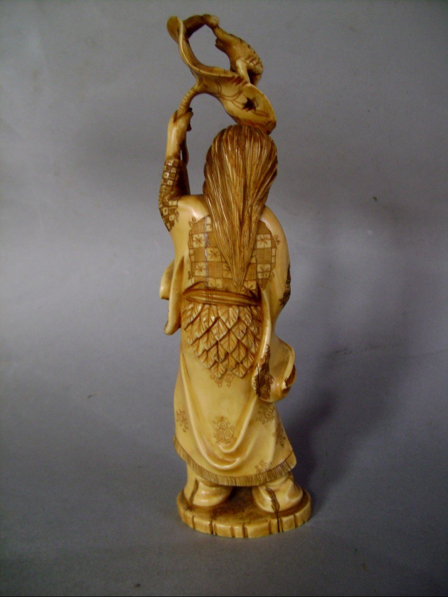 Okimono En Ivoire . Gamma Sennin Et Son Crapaud. Signé Mitsuaki.japon époque Meiji (1868-1912 )-photo-1