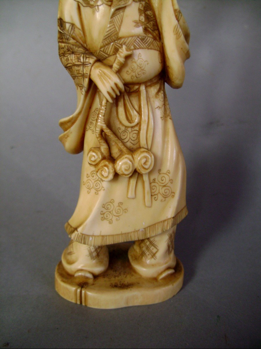 Okimono In Ivory. Gamma Sennin And His Toad. Signed Mitsuaki. Japan Meiji Period (1868-1912)-photo-5