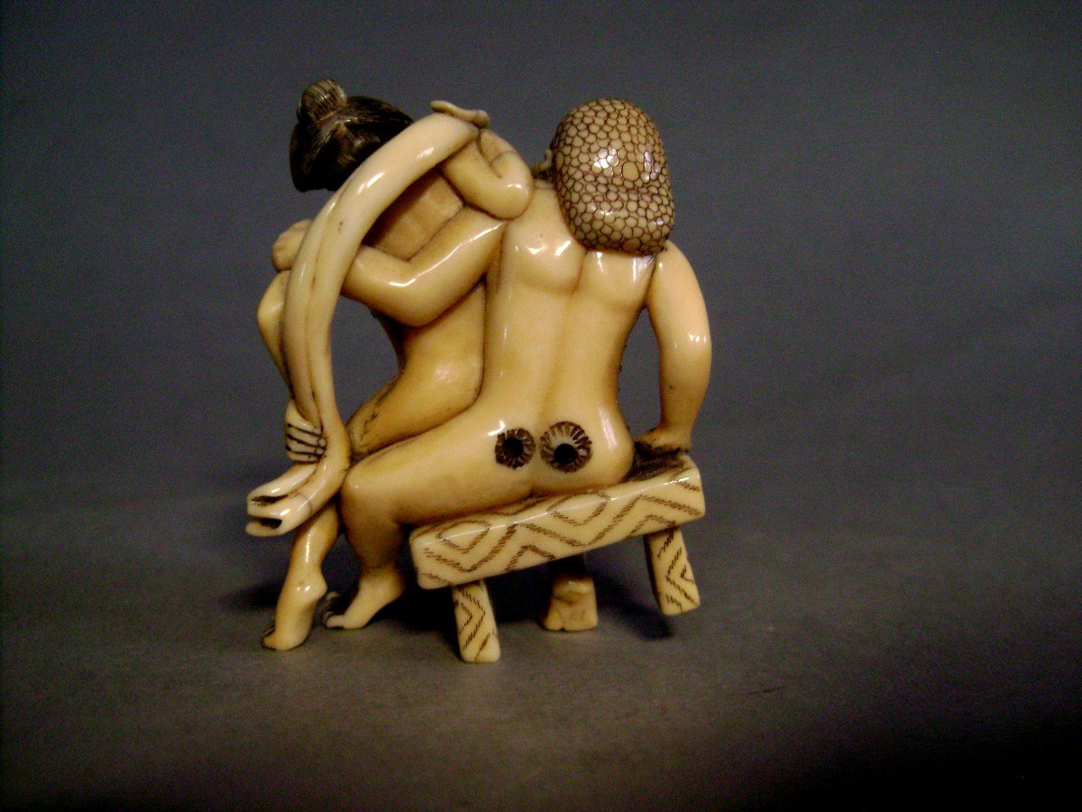 Erotic Ivory Netsuke. Couple. Japan Taisho Period (1912-1928)-photo-4