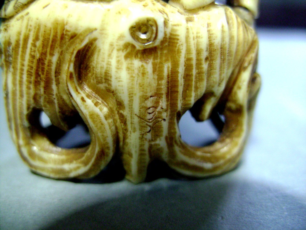 Netsuke In Ivory. The Craftsman With The Nö Mask. Japan Meiji Period (1868-1912)-photo-4
