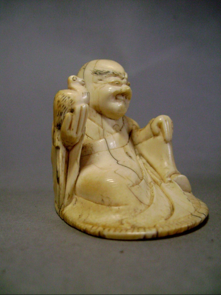 Okimono In Ivory. Buddha And The Bird. China Early 19th Century-photo-2
