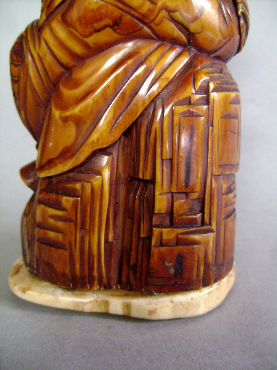 Okimono In Ivory. Shoki. Japan Meiji Period (1868-1912)-photo-3
