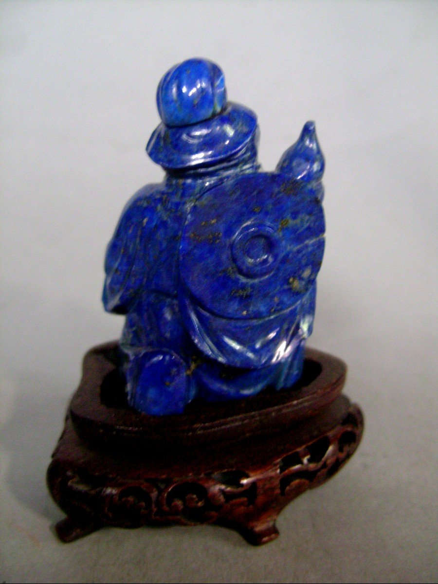 Tabatière en lapis lazuli. l'Enfant musicien. Chine XXème.-photo-3
