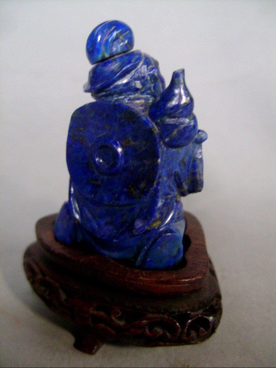 Lapis Lazuli Snuffbox. The Child Musician. China 20th Century.-photo-4