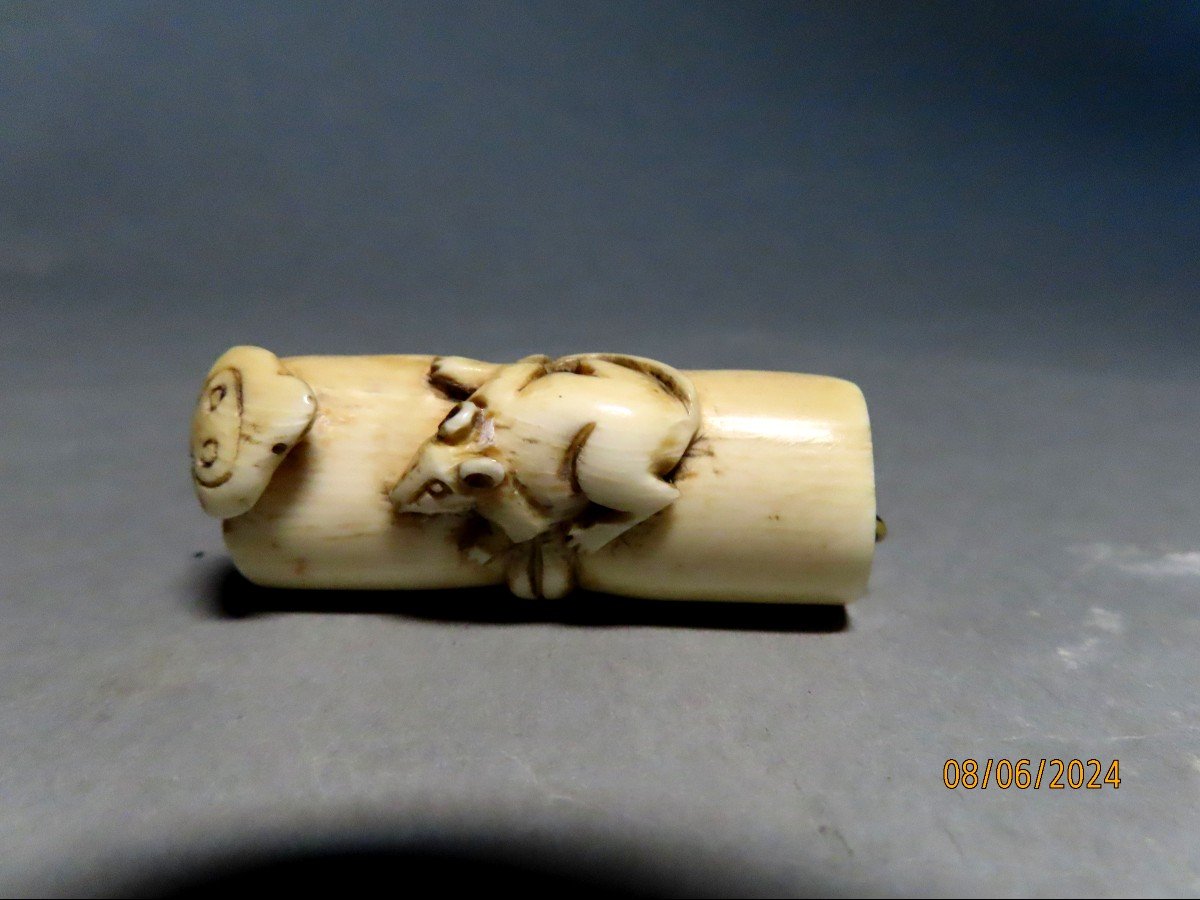 Ivory Netsuke. Cobra Versus Mouse. Japan Meiji Period (1868-1912)-photo-2
