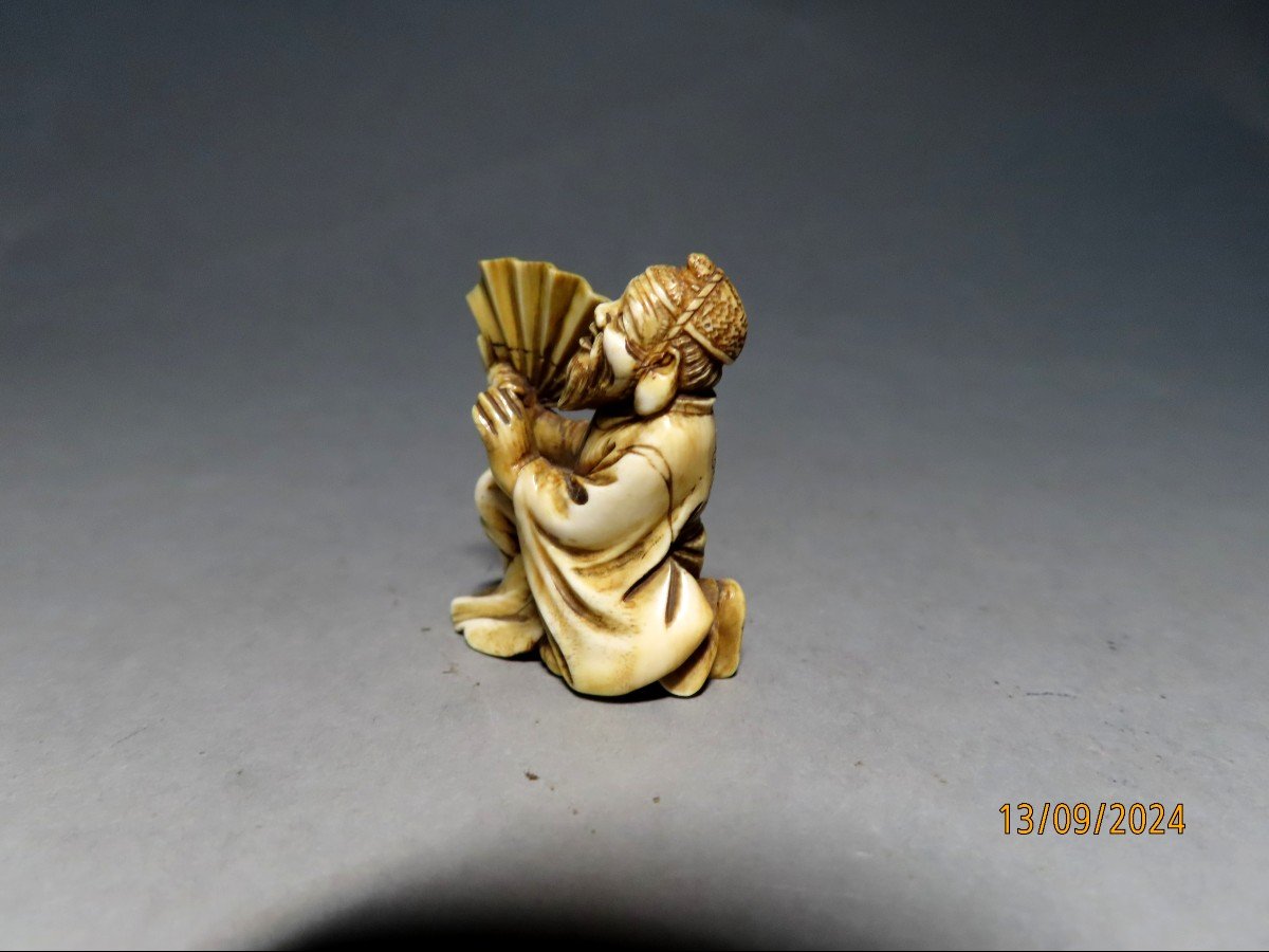 Two Ivory Netsuke. Old Sages And Child. Japan, Meiji Period (1868-1912)-photo-3