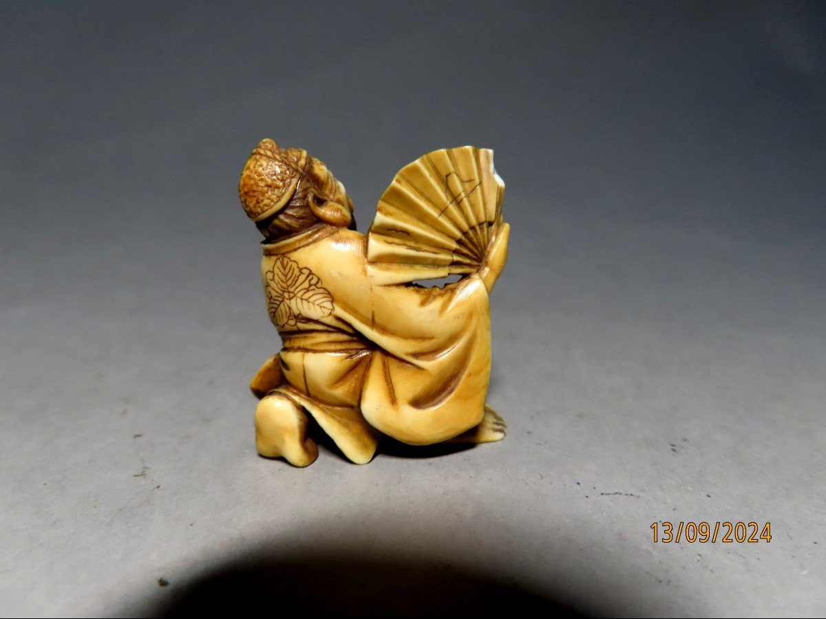 Two Ivory Netsuke. Old Sages And Child. Japan, Meiji Period (1868-1912)-photo-4