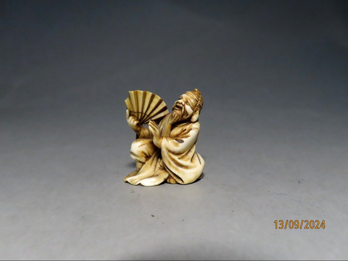 Two Ivory Netsuke. Old Sages And Child. Japan, Meiji Period (1868-1912)