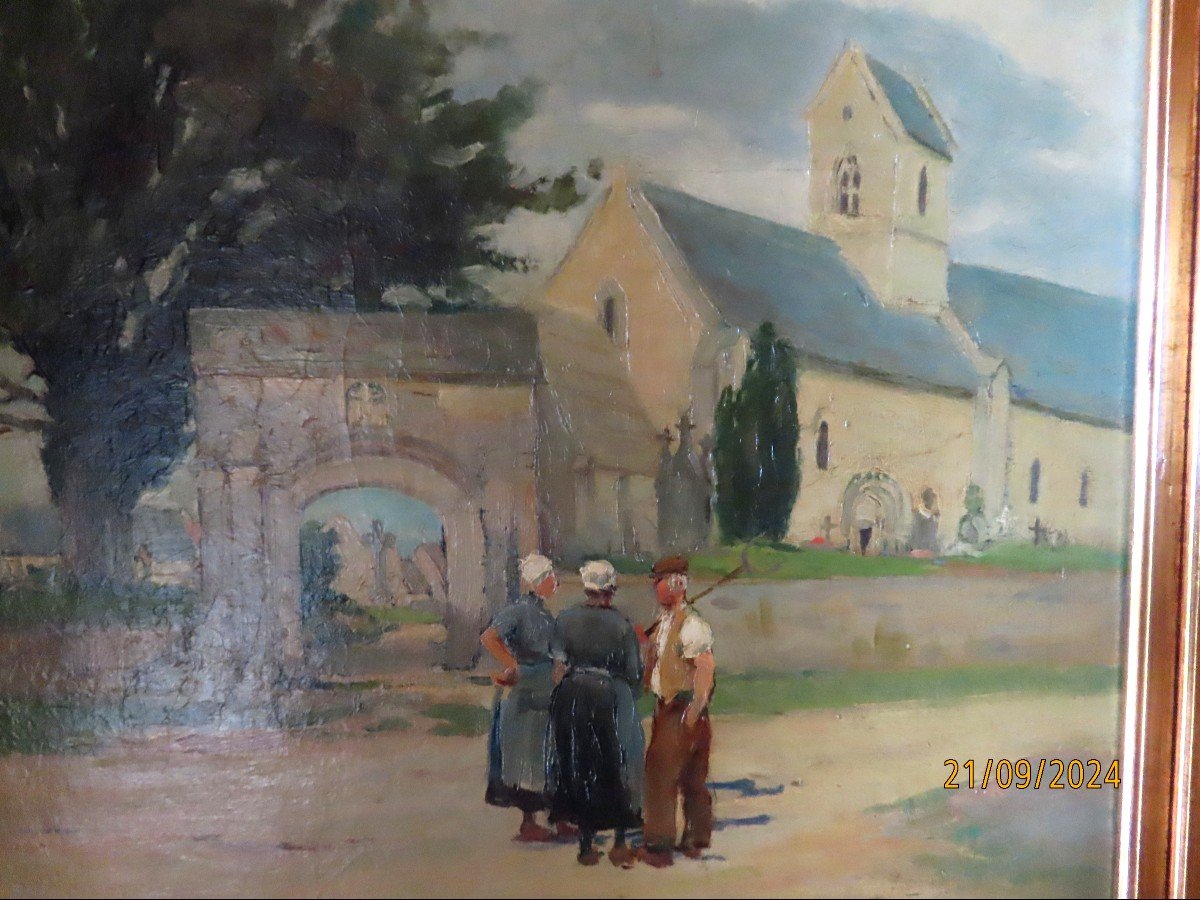 Henri-alexandre Collinet (1860-1905). Oil On Canvas. Village Scene (18)93.-photo-1