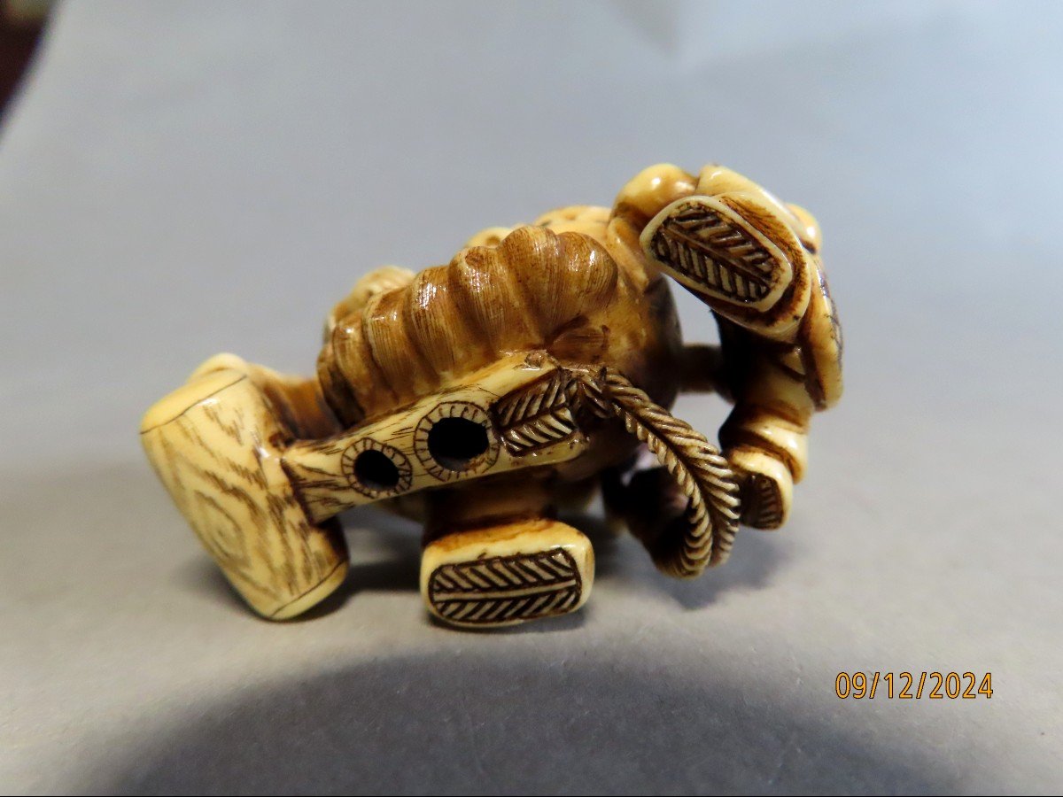 Ivory Netsuke. Artisan With Nö Theater Mask. Japan Taisho Period (1912-1928)-photo-3