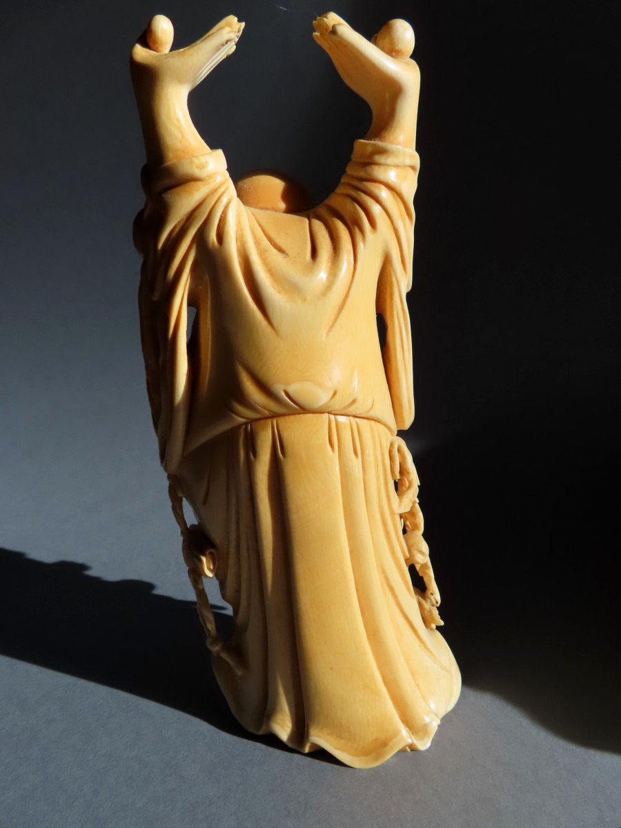 Ivory Okimono. Buddha With Raised Arms. China 1920-30-photo-4