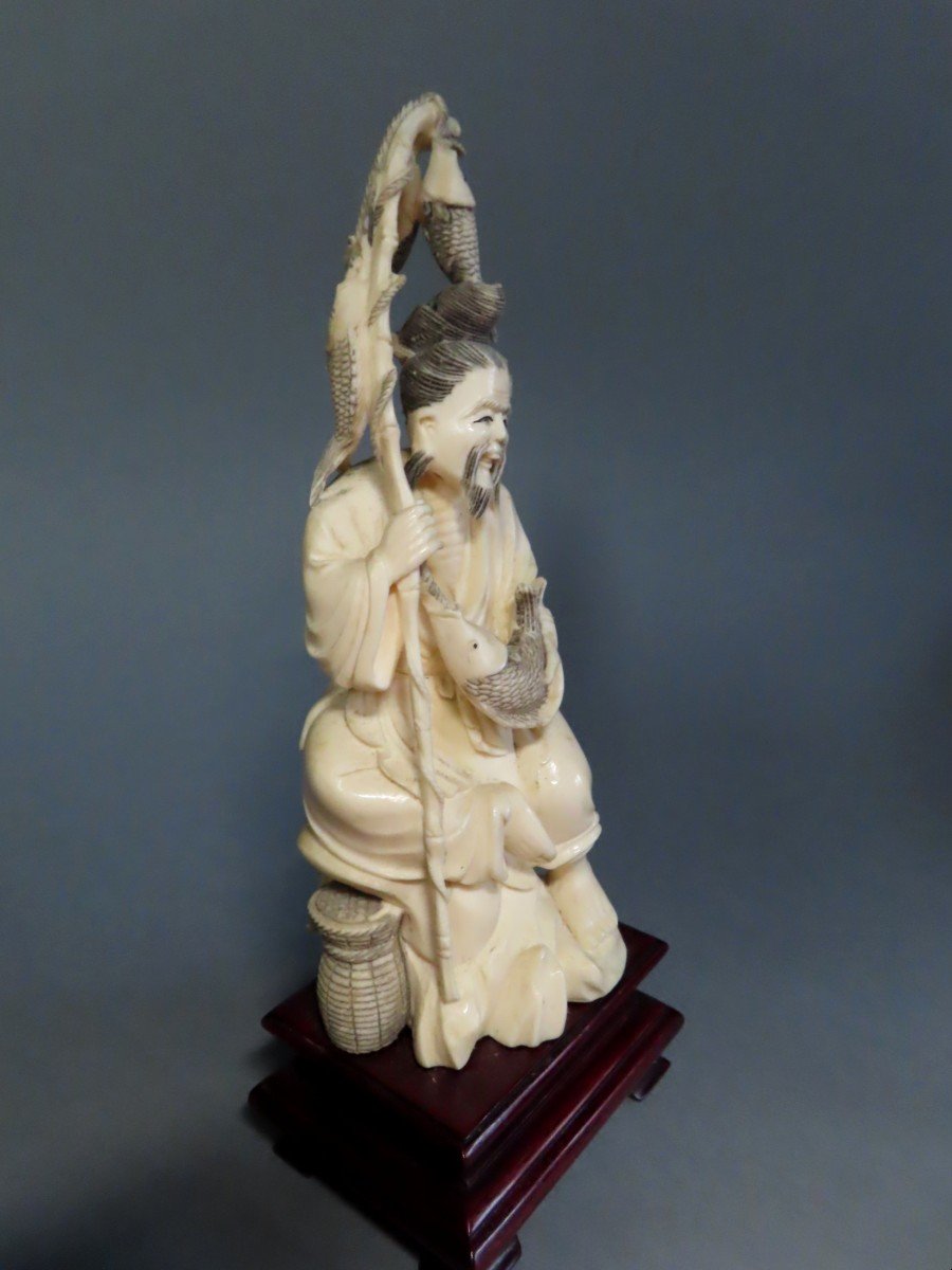 Ivory Okimono. Lucky Fisherman. China 1920-30-photo-2