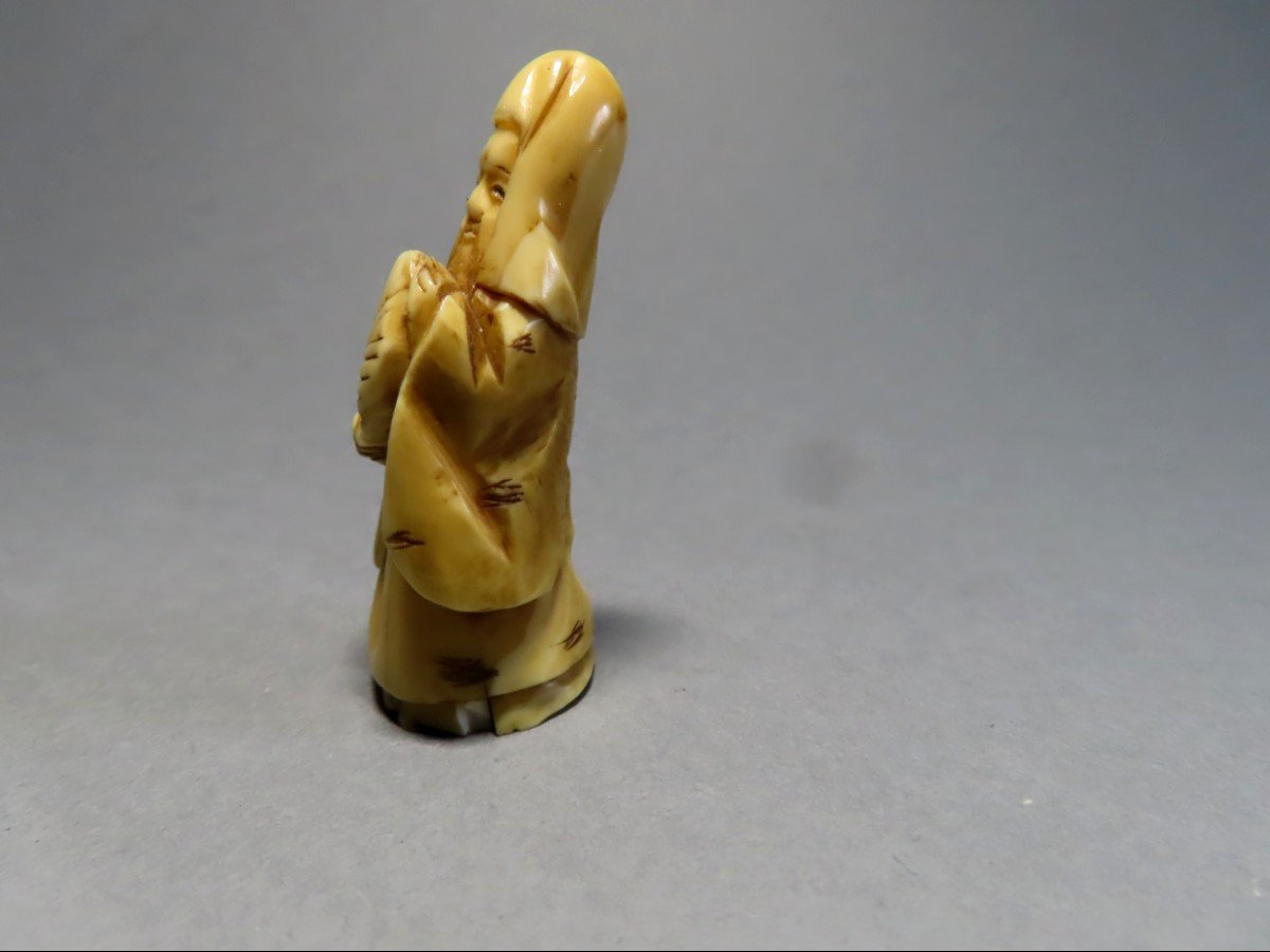 Ivory Netsuke. The God Fukurokuju. Japan Meiji Period (1868-1912)-photo-2