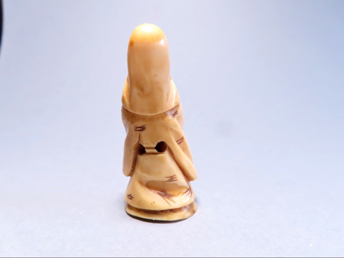 Ivory Netsuke. The God Fukurokuju. Japan Meiji Period (1868-1912)-photo-3