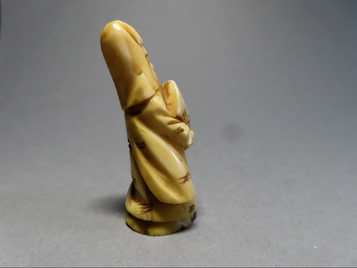 Ivory Netsuke. The God Fukurokuju. Japan Meiji Period (1868-1912)-photo-4