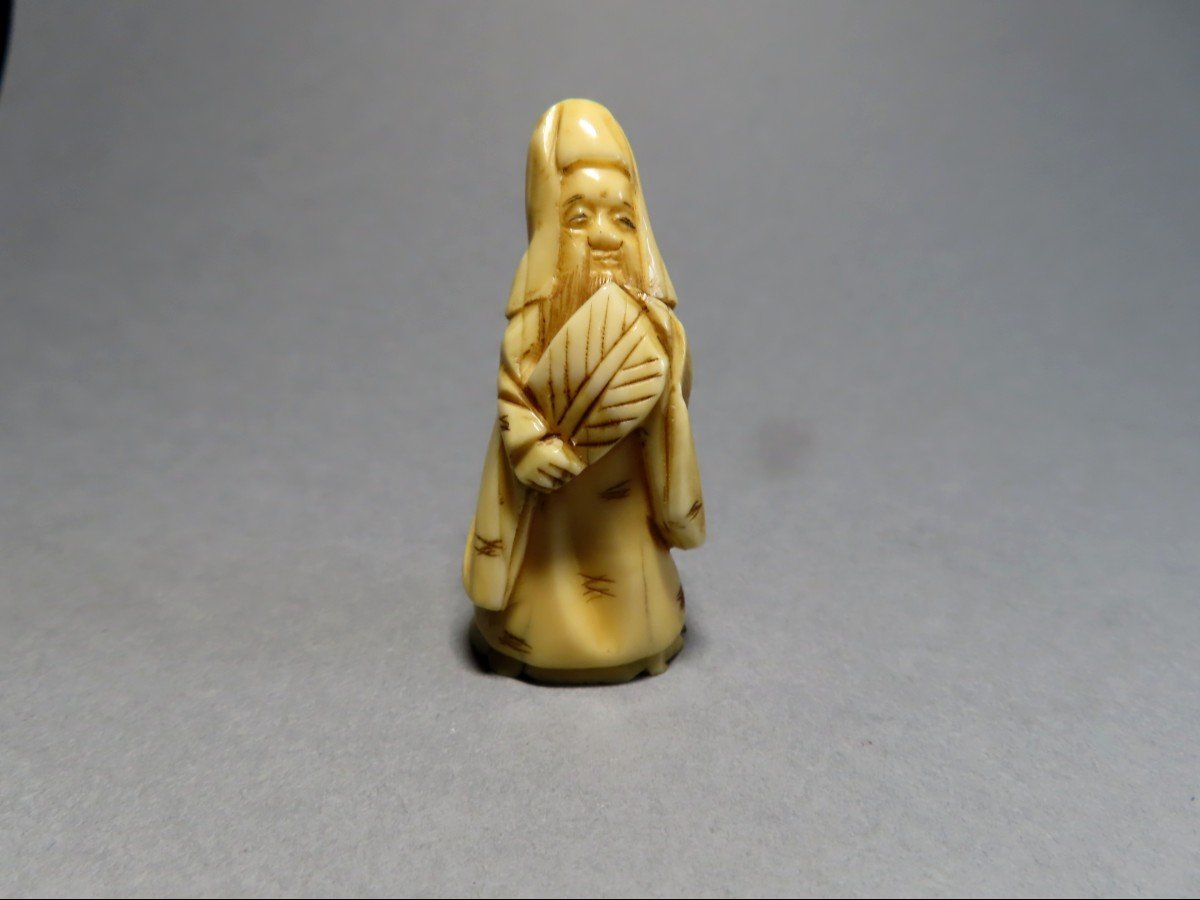Ivory Netsuke. The God Fukurokuju. Japan Meiji Period (1868-1912)