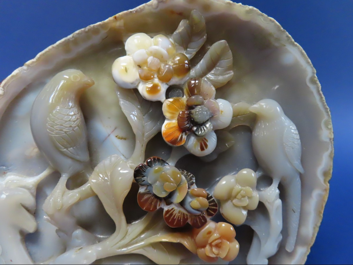 Agate With Birds And Flowers. China, Early 20th Century.-photo-3