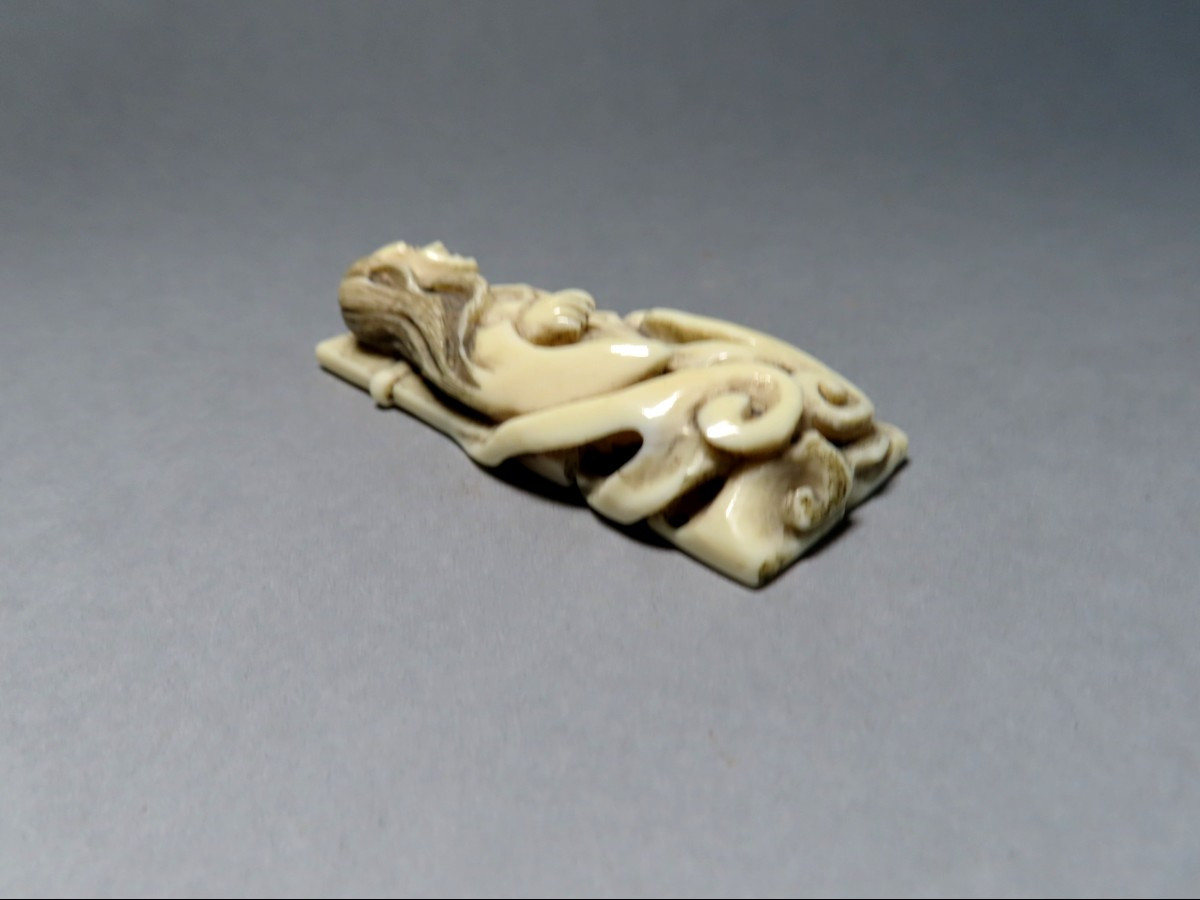 Ivory Netsuke. Witch At The Stake. Japan, Meiji Period (1868-1912)-photo-4