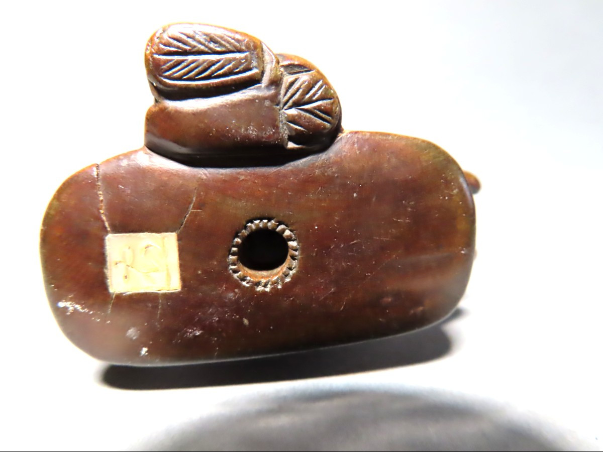 Netsuke en bois. Choryo et Kasekiko. Signé Yuichi, Japon époque Meiji (1868-21912 )-photo-4