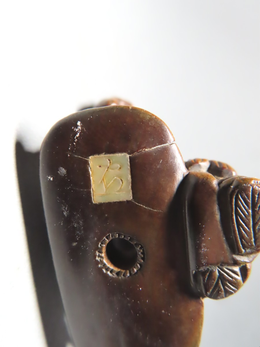 Netsuke en bois. Choryo et Kasekiko. Signé Yuichi, Japon époque Meiji (1868-21912 )-photo-5