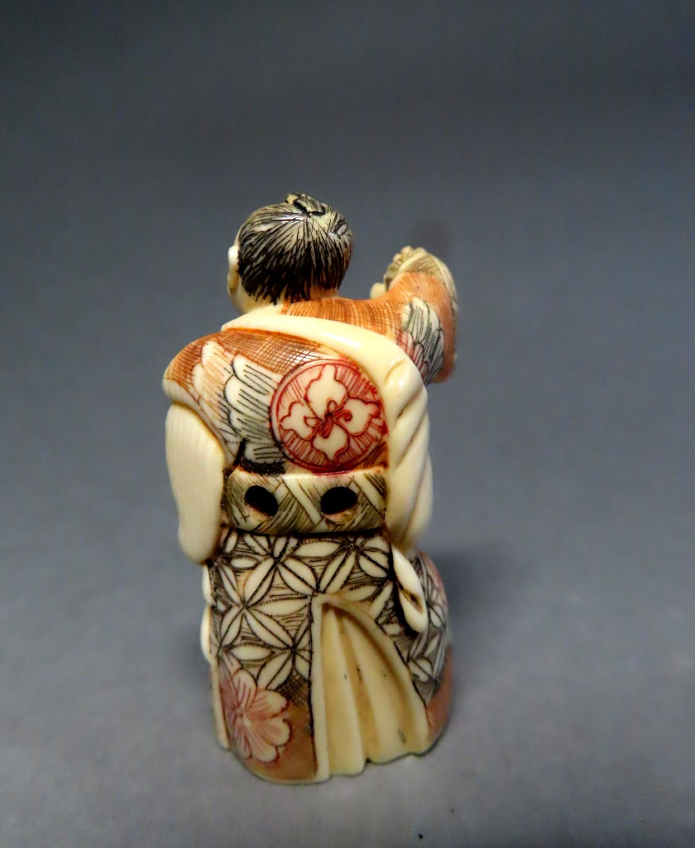 Ivory Netsuke. Warlike Samurai. Japan, Taisho Period (1912-1928)-photo-4