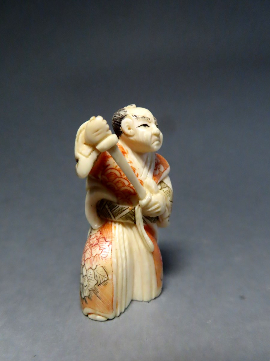 Ivory Netsuke. Warlike Samurai. Japan, Taisho Period (1912-1928)-photo-2