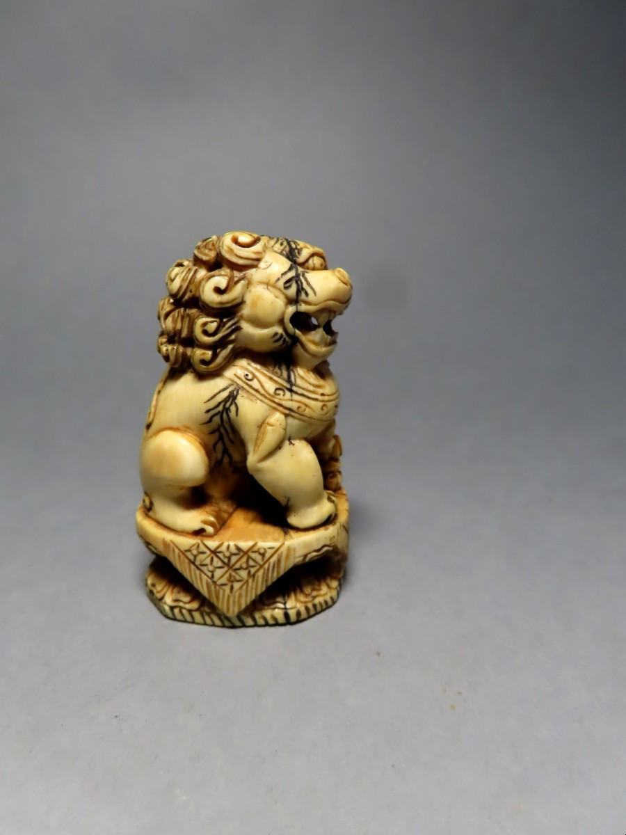 Ivory Okimono. Two Fô Dogs. China 1920-30.-photo-6