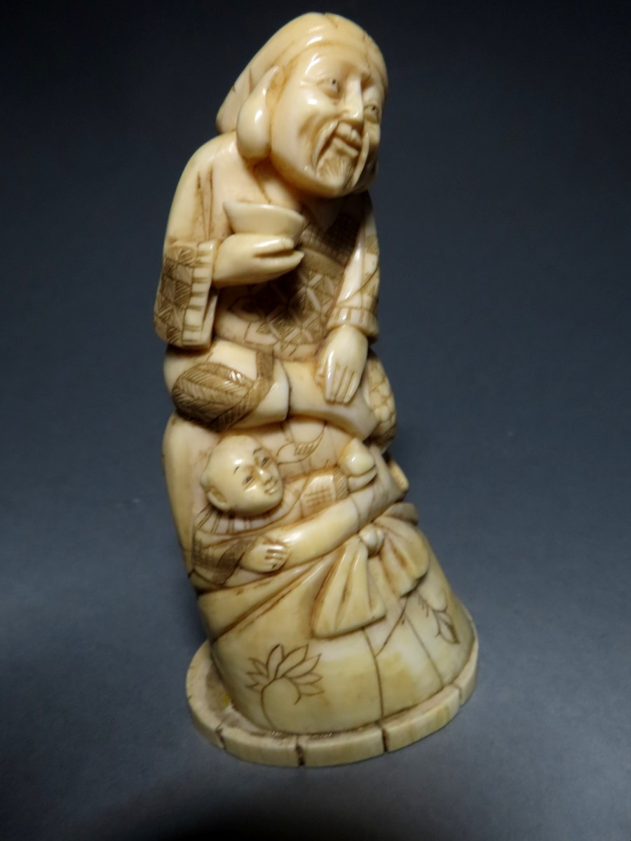 Ivory Okimono. Ebisu And Karako. Japan Meiji Period (1868-1912)-photo-2