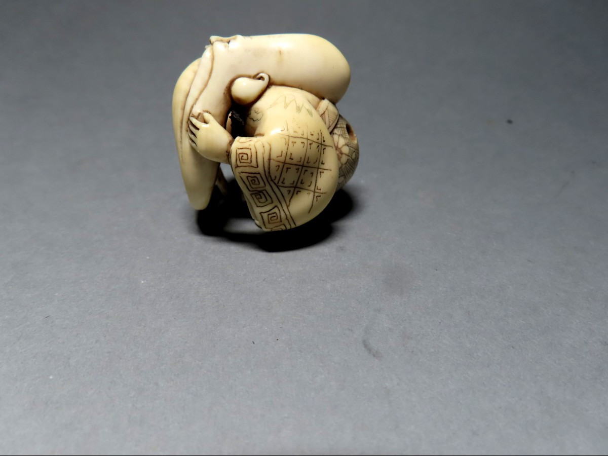 Ivory Netsuke. The God Fukurokuju. Japan Meiji Period (1868-1912)-photo-2
