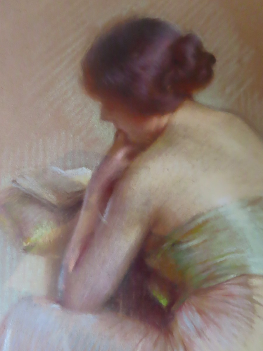 Gaston Bouy (1866-1943) - Young Woman Seated Reading. Framed Pastel.-photo-3