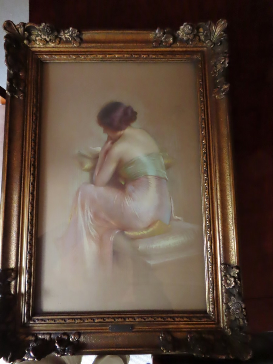 Gaston Bouy (1866-1943) - Young Woman Seated Reading. Framed Pastel.-photo-3