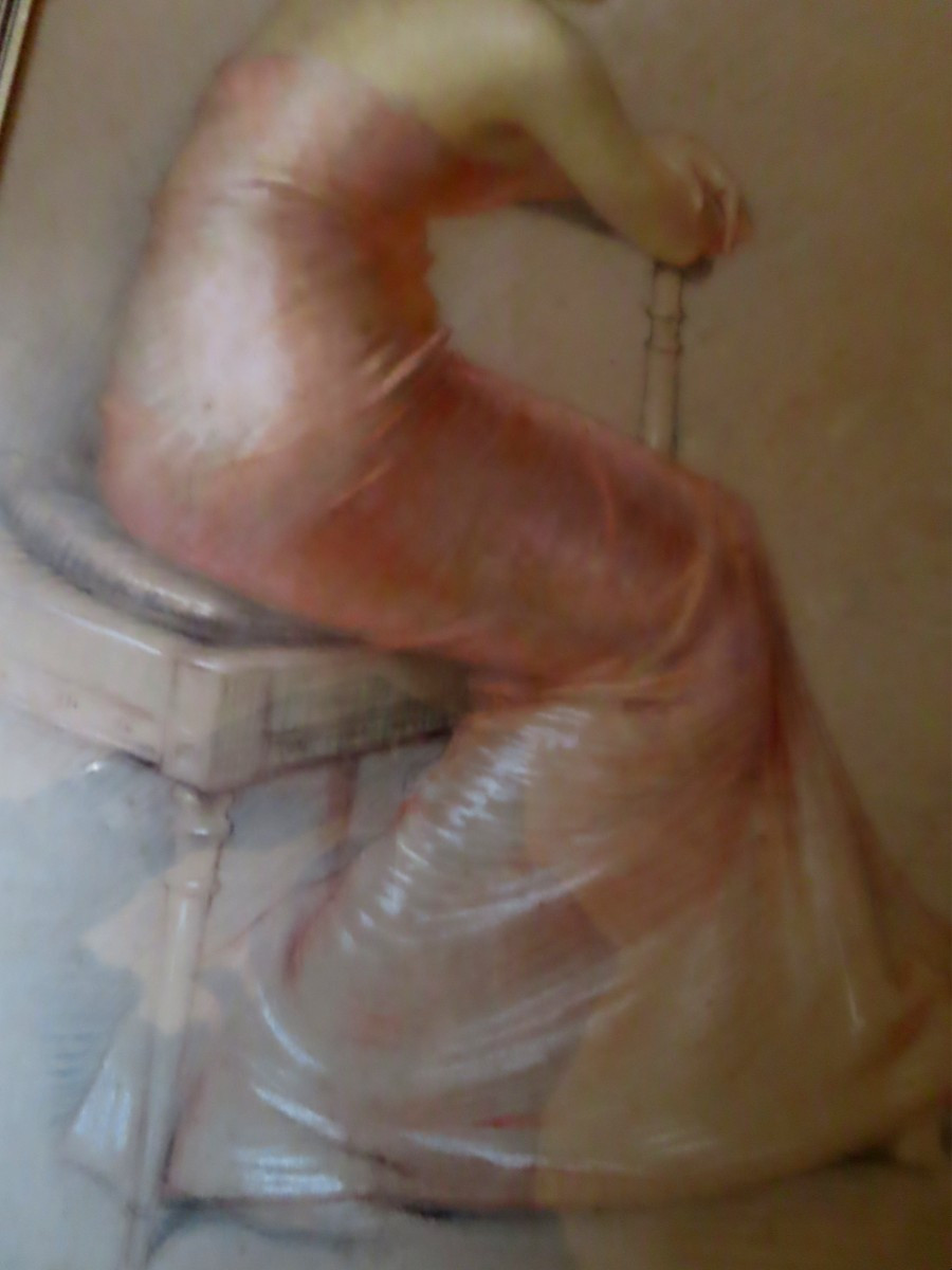 Gaston Bouy (1866-1943) - Jeune femme assise . Pastel encadré sous verre.-photo-4