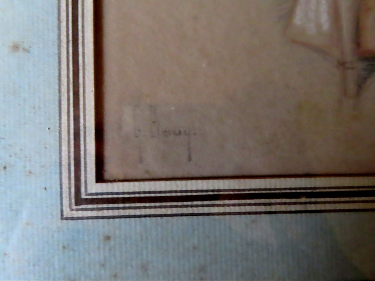 Gaston Bouy (1866-1943) - Jeune femme assise . Pastel encadré sous verre.-photo-2