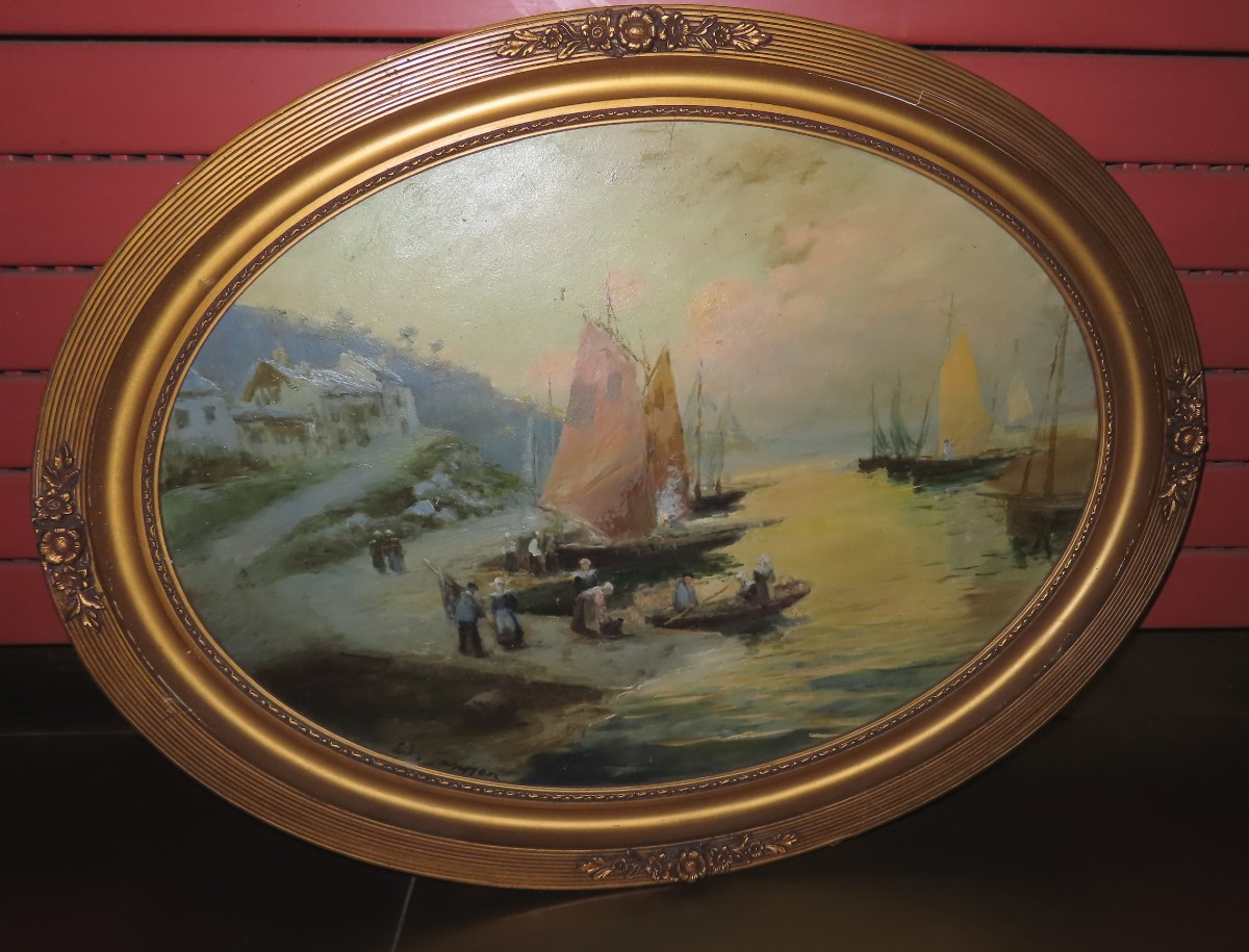 Ludovic Janssen (1888-1954). Oil On Panel. Port Scene. Concarneau.