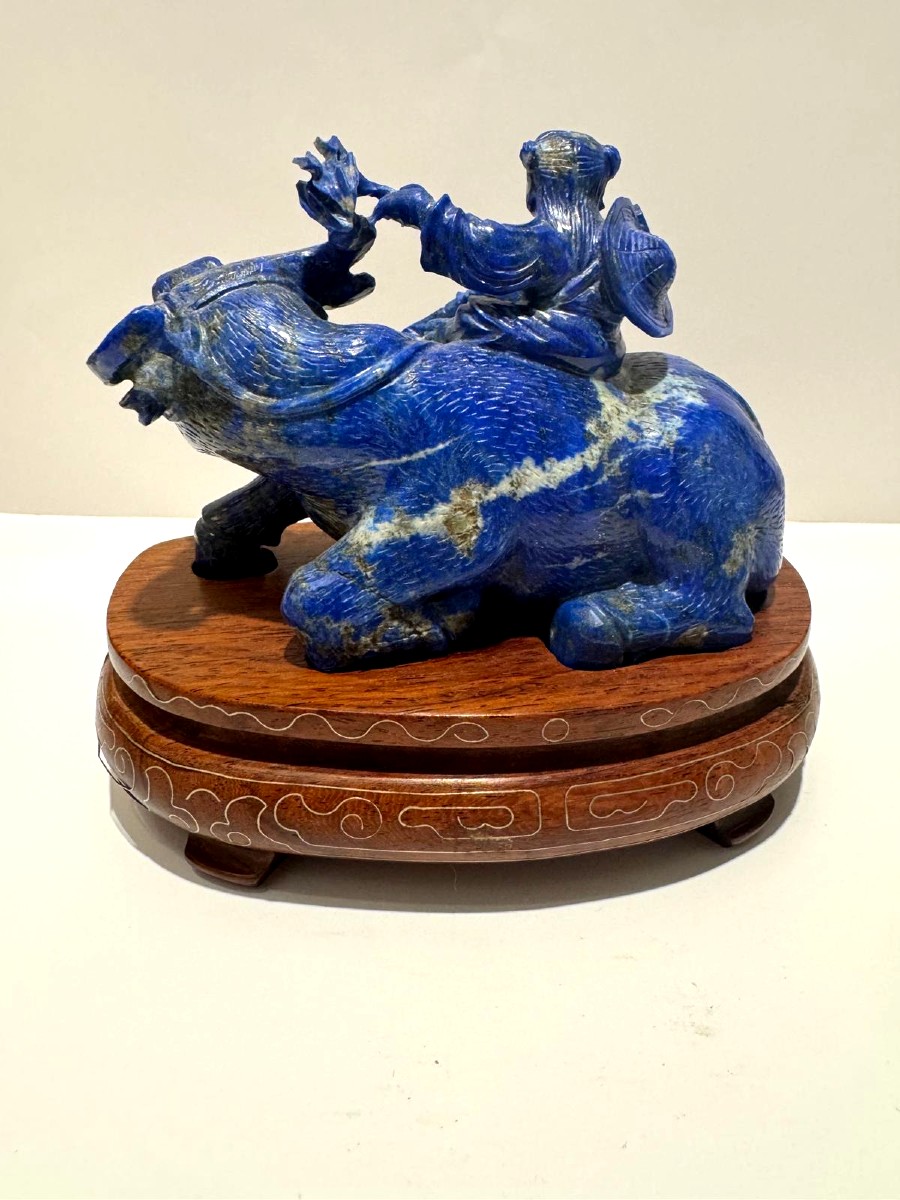 Okimono In Lapis Lazuli. Little Herdsman. China 1920-30.-photo-2