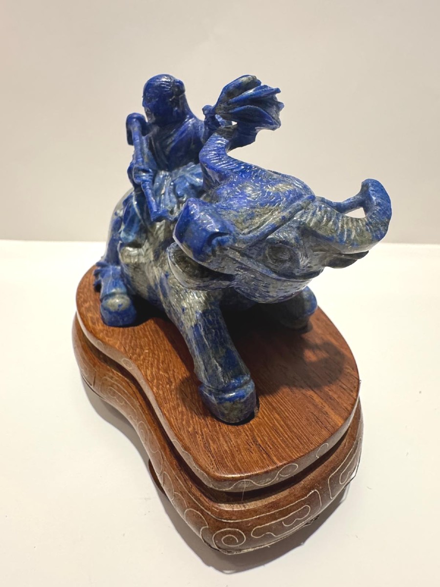 Okimono In Lapis Lazuli. Little Herdsman. China 1920-30.-photo-4