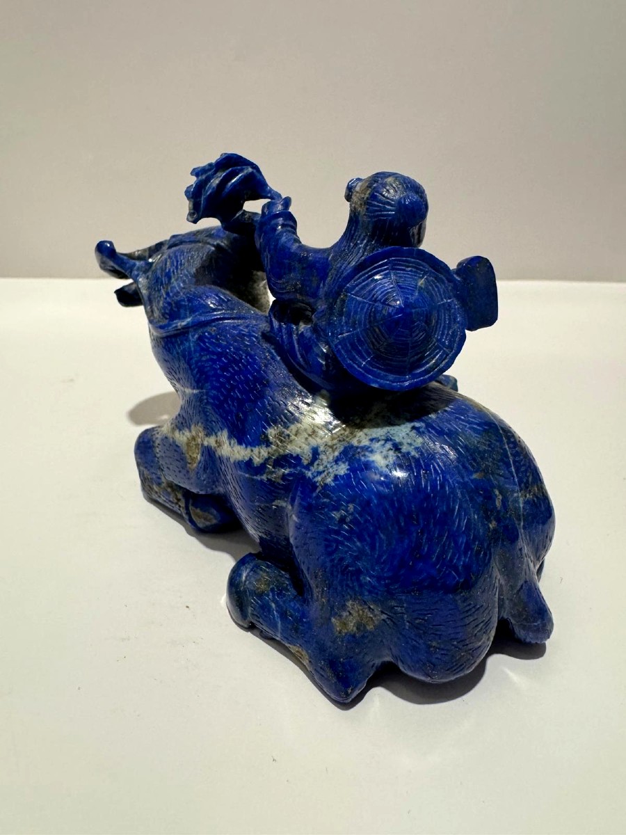 Okimono In Lapis Lazuli. Little Herdsman. China 1920-30.-photo-1