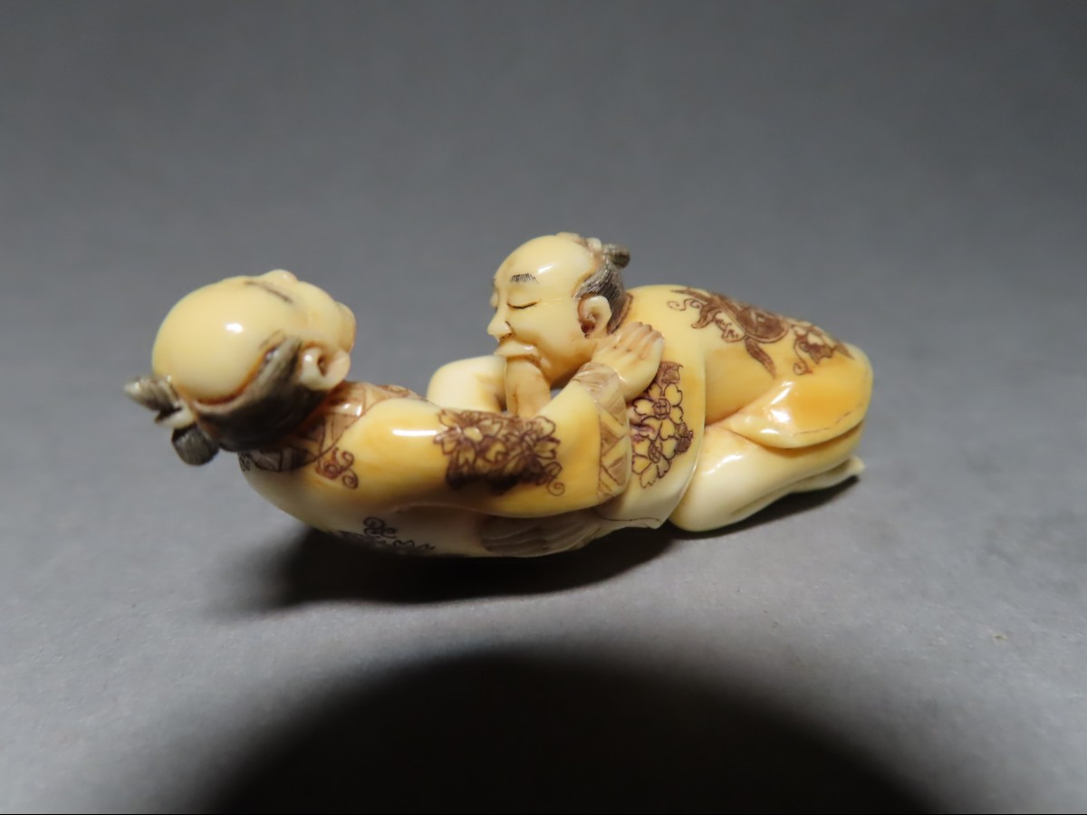 Erotic Netsuke In Marine Ivory. Curiosa. Japan, Taisho Period (1912-1928).-photo-3