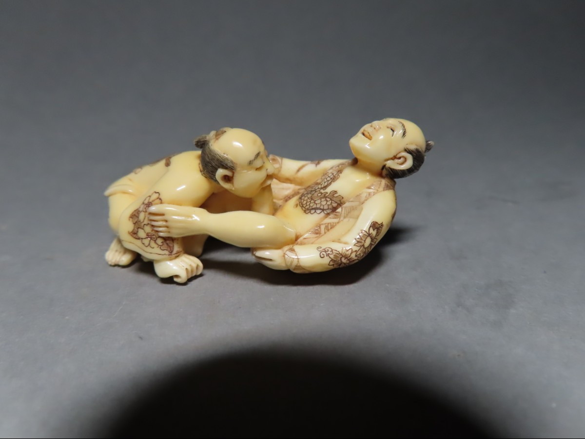 Erotic Netsuke In Marine Ivory. Curiosa. Japan, Taisho Period (1912-1928).