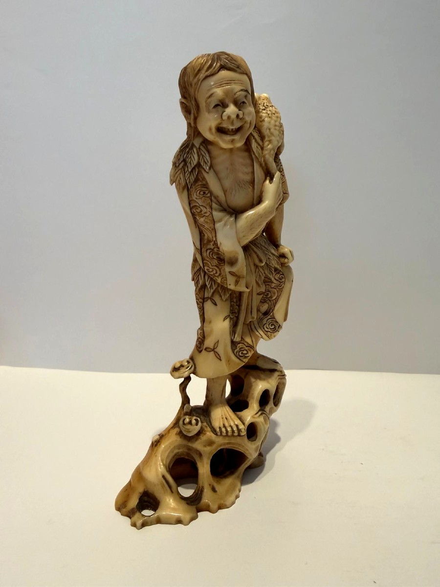 Ivory Okimono. Sennin Gama And His Toad. Japan, Meiji Period (1868-1912)-photo-2