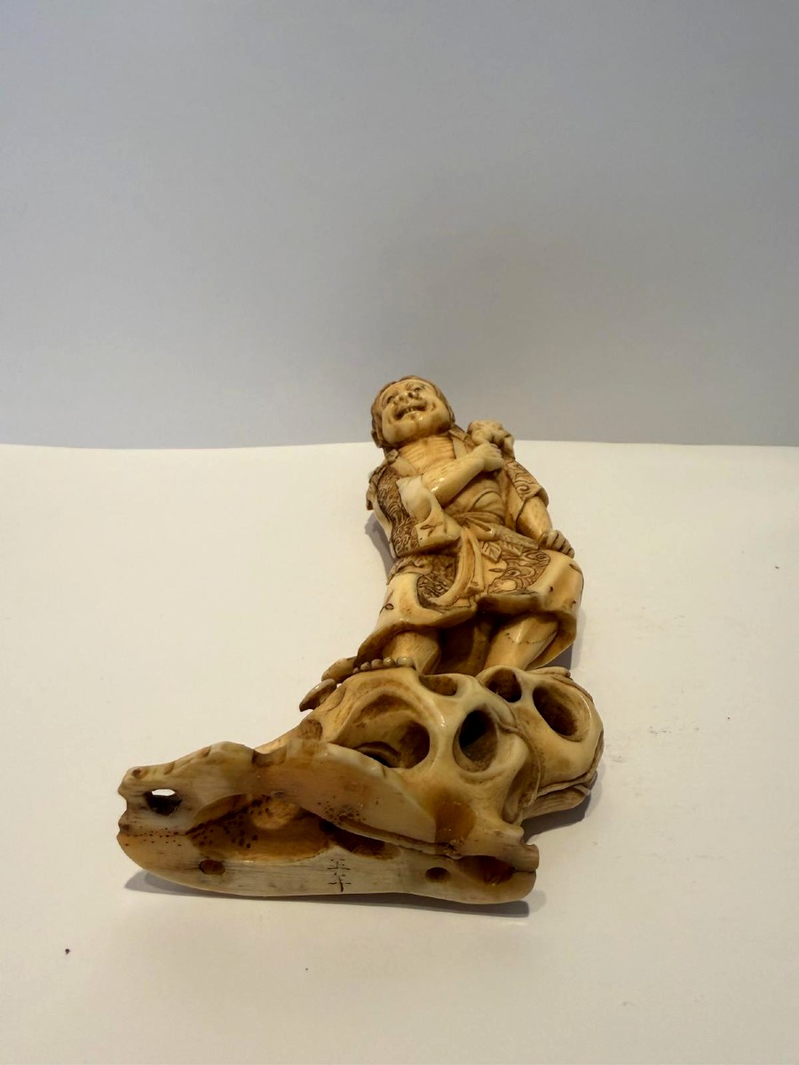 Ivory Okimono. Sennin Gama And His Toad. Japan, Meiji Period (1868-1912)-photo-3