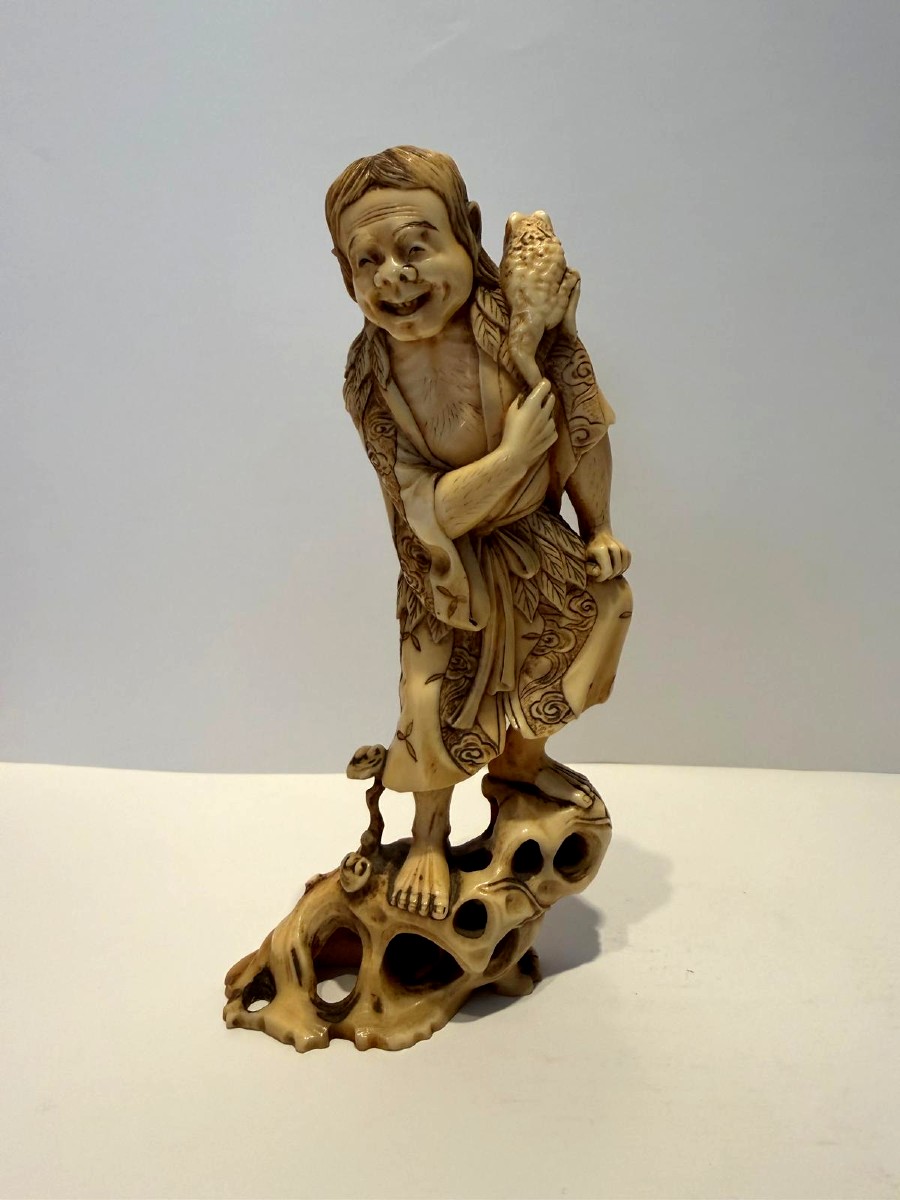 Ivory Okimono. Sennin Gama And His Toad. Japan, Meiji Period (1868-1912)