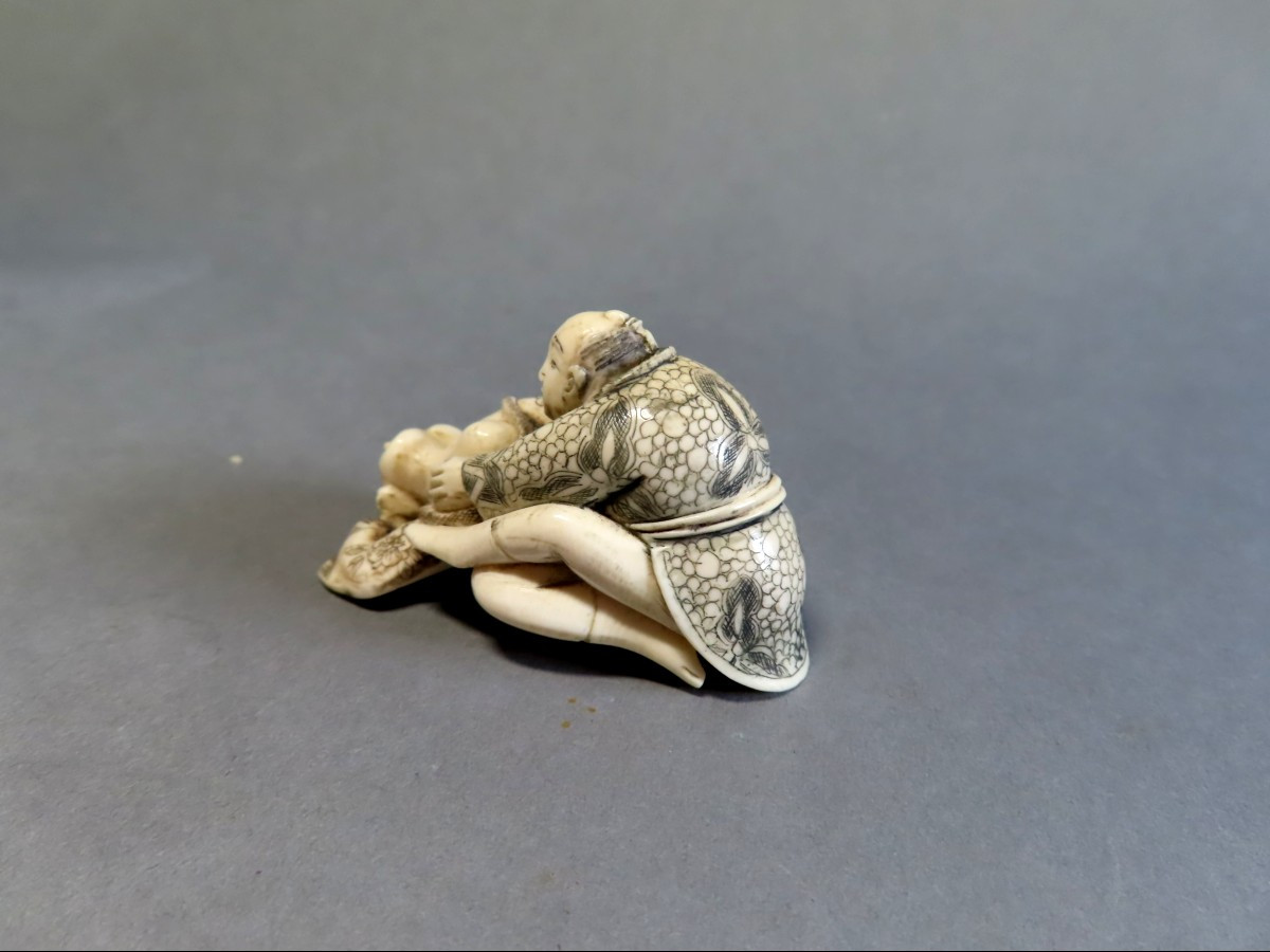 Erotic Okimono In Marine Ivory. Japan, Taisho Period (1912-1928)-photo-2