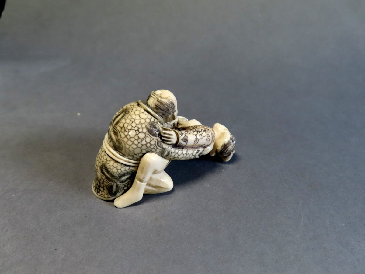 Erotic Okimono In Marine Ivory. Japan, Taisho Period (1912-1928)-photo-3