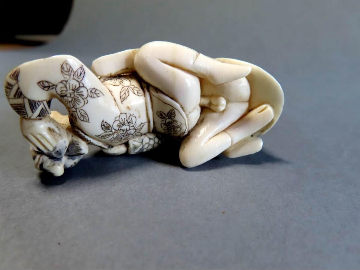Erotic Okimono In Marine Ivory. Japan, Taisho Period (1912-1928)-photo-2