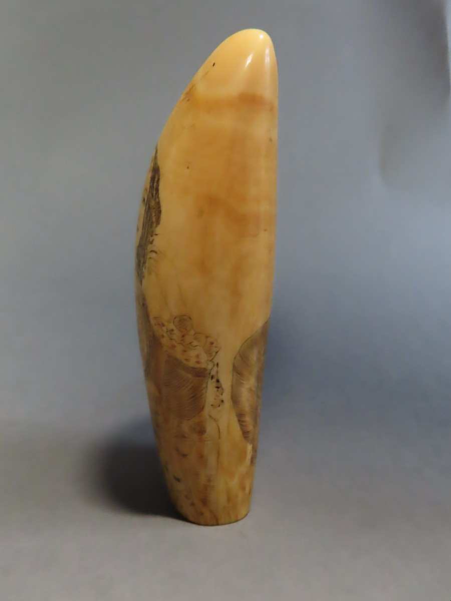 Scrimshaw en dent de cachalot.  Couple de bourgeois. XIXème-photo-4